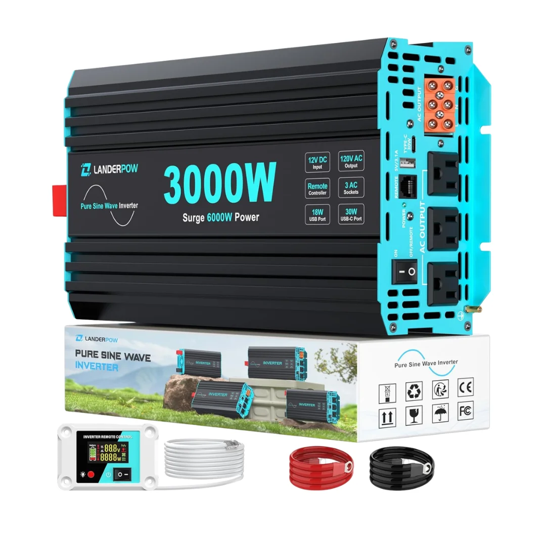 3000 Watt Pure Sine Wave Inverter 12V DC to 120V AC 3000 Watt Pure Sine Wave Inverter 12V DC to 120V AC